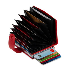 Otomatik Mekanizmalı Ekstra Akordiyon Kartlıklı Crazy Deri Cüzdan Kırmızı - Anı Yüzük