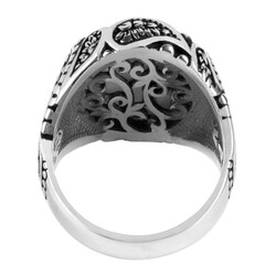 Ottoman Coat of Arms Mother of White Pearl Stone Silver Ring - 3