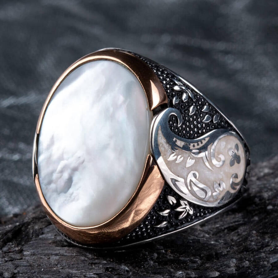 White pearl clearance stone ring