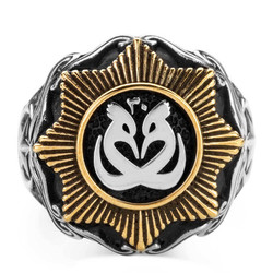 Payitaht Abdulhamid TV Series Hoopoe with Crescent Star Silver Mens Ring - 4