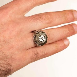 Payitaht Abdulhamid TV Series Hoopoe with Crescent Star Silver Mens Ring - 7