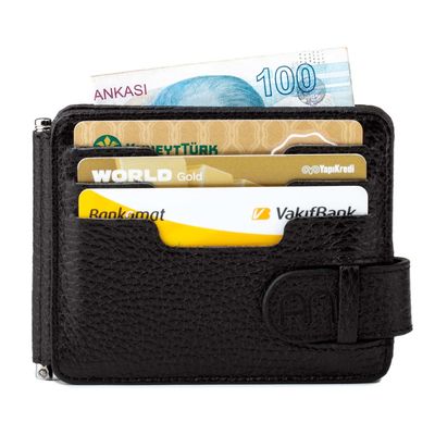 Personalized Black Double Sided Leather Mens Cardholder Wallet - 4