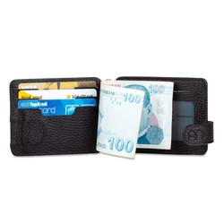 Personalized Black Double Sided Leather Mens Cardholder Wallet - 6