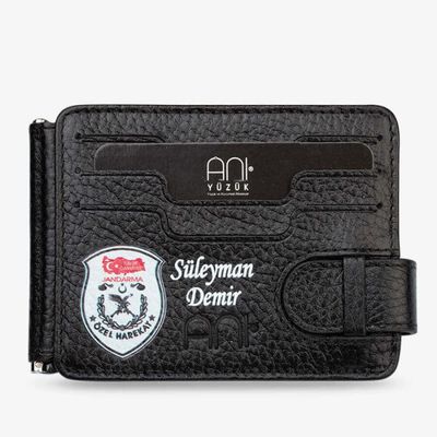 Personalized Black Double Sided Leather Mens Cardholder Wallet - 7