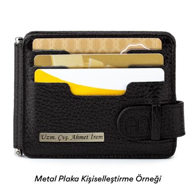 Personalized Black Double Sided Leather Mens Cardholder Wallet - 3