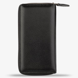 Personalized Black Large Leather Unisex Wallet with Zipper - 4