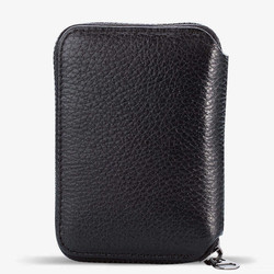 Personalized Black Leather Wallet with Zipper - 2