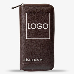Personalized Brown Large Leather Unisex Card Holder 