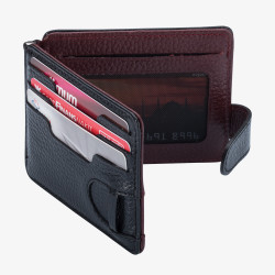 Personalized Burgundy Black Double Sided Leather Mens Wallet with Money Clip - 7