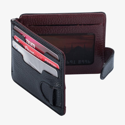 Personalized Burgundy Black Double Sided Leather Mens Wallet with Money Clip - 7
