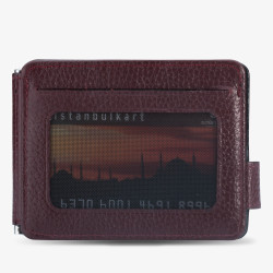 Personalized Burgundy Black Double Sided Leather Mens Wallet with Money Clip - 4