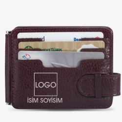 Personalized Burgundy Black Double Sided Leather Mens Wallet with Money Clip - 2