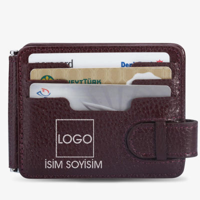 Personalized Burgundy Black Double Sided Leather Mens Wallet with Money Clip - 2