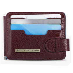 Personalized Burgundy Black Double Sided Leather Mens Wallet with Money Clip - 3