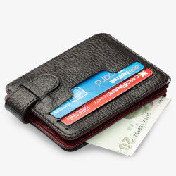 Personalized Burgundy Black Double Sided Leather Mens Wallet with Money Clip - 9