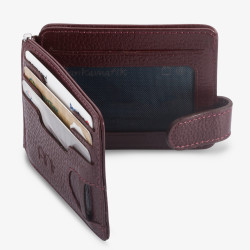 Personalized Burgundy Leather Double Sided Mens Wallet with Money Clip - 5