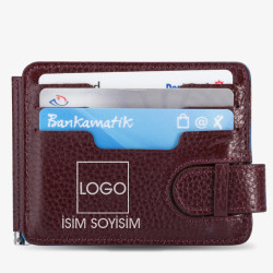 Personalized Burgundy Leather Double Sided Mens Wallet with Money Clip - 2