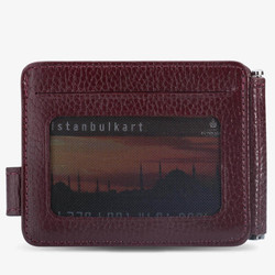 Personalized Burgundy Leather Double Sided Mens Wallet with Money Clip - 4