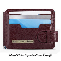Personalized Burgundy Leather Double Sided Mens Wallet with Money Clip - 3