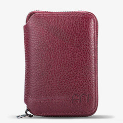 Personalized Burgundy Leather Mens Wallet with Zipper - 2