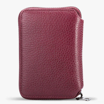 Personalized Burgundy Leather Mens Wallet with Zipper - 3