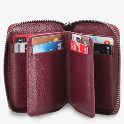 Personalized Burgundy Leather Mens Wallet with Zipper - 4