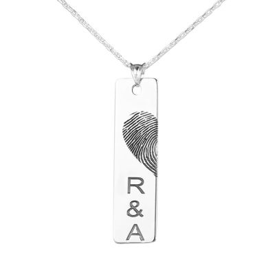 Personalized Fingerprint Heart Couples Necklace - 3