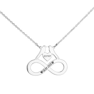 Personalized Infinity Necklace with Bird Motive - 1