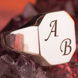 Personalized Silver Mens Ring with Custom Initials - 1