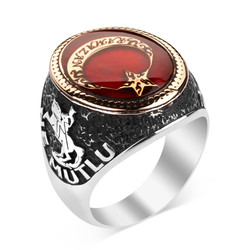 Personalized Silver Mens Ring with Phrase How Happy is the One Who Calls Themselves Turkish - 3