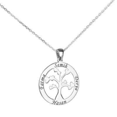 Personalized Silver Tree of Life Necklace - 1