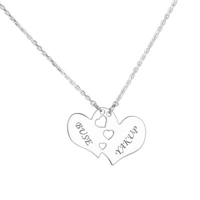 Personalized Silver Womens Necklace with Heart Motive - 1
