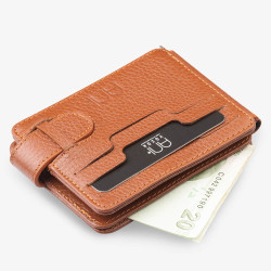 Personalized Tan Leather Double Sided Mens Wallet 