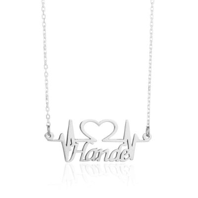 Personalized Womens Heart Silver Necklace - 1