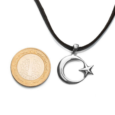 Plain Crescent Star Shaped Mens Necklace - 1