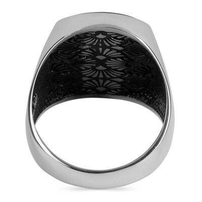 Plain Onyx Black Stone Men's 925 Sterling Silver Ring - 3