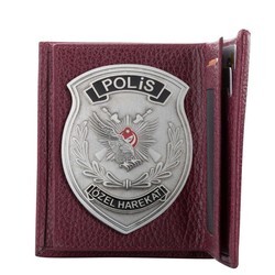 Mineli Polis Özel Harekat Rozetli Klasik Cüzdan Bordo - 6
