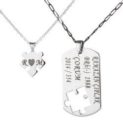 Puzzle Shaped Couples Necklace - 1