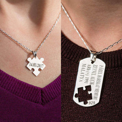 Puzzle Shaped Couples Necklace - 3