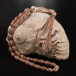 Rose Renk Kalem İşlemeli Telkari Tesbih - Anı Yüzük