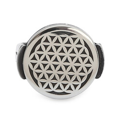 Round Model Flower of Life Silver Men's Ring Silver Color - 2