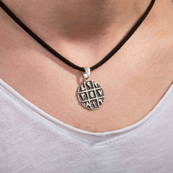 Round Silver Mens Necklace with Ebced Calculation Symbol - 2