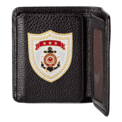 Sahil Güvenlik Komutanlığı Rozetli Katlamalı Klasik Cüzdan Siyah - Anı Yüzük
