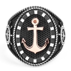 Sailor Ring with Anchor and Ship Rudder - 2