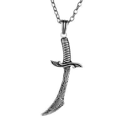 Scimitar Sword Pendant Necklace (Thick Chain) - 1