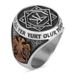 Seal of Oguz Kagan Silver Mens Ring - 3