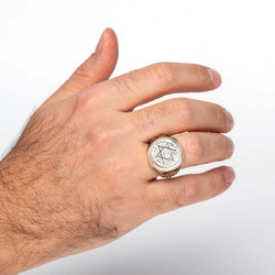 Seal of Solomon Ring with Ottoman Crest - 6