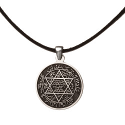 Seal of Solomon Silver Mens Necklace Black - 1