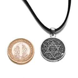 Seal of Solomon Silver Mens Necklace Black - 2