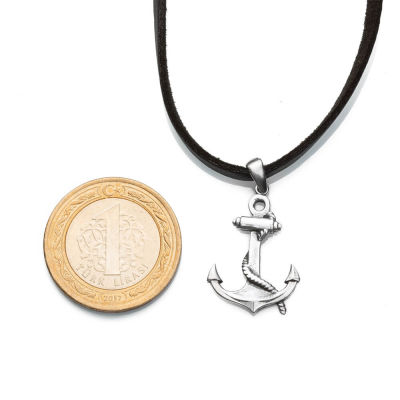 Ships Anchor Silver Mens Necklace - 3